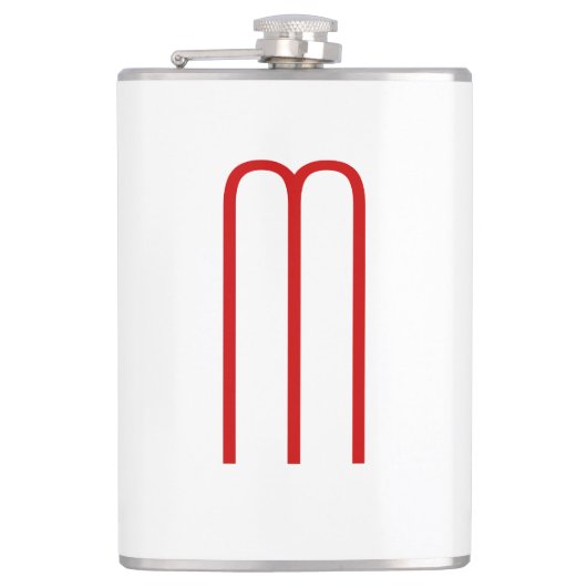 シックユニークモノグラムレッドホワイトプレーンシンプル フラスク (正面)