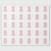 シックユニークモノグラムレッドホワイトプレーンシンプル ラッピングペーパー (フラット)