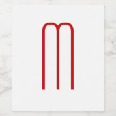 シックユニークモノグラムレッドホワイトプレーンシンプル ワインラベル (シングルラベル)