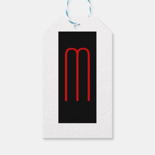 シックユニークモノグラム白黒プレーンシンプル ギフトタグ (裏面)