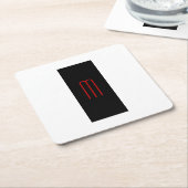 シックユニークモノグラム白黒プレーンシンプル スクエアペーパーコースター (アングル)