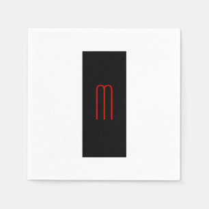 シックユニークモノグラム白黒プレーンシンプル スタンダードカクテルナプキン