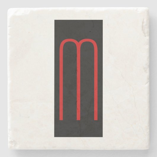 シックユニークモノグラム白黒プレーンシンプル ストーンコースター (正面)