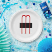 シックユニークモノグラム白黒プレーンシンプル ペーパープレート (パーティー)