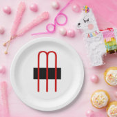 シックユニークモノグラム白黒プレーンシンプル ペーパープレート (パーティー)