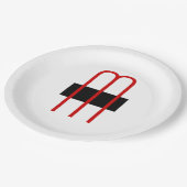 シックユニークモノグラム白黒プレーンシンプル ペーパープレート (アングル)