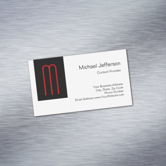 シックユニークモノグラム白黒プレーンシンプル マグネット名刺 (インサイチュ)