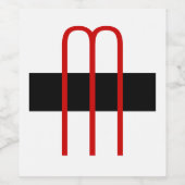 シックユニークモノグラム白黒プレーンシンプル ワインラベル (シングルラベル)