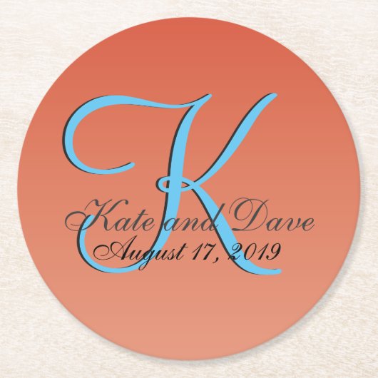 シックユニークレッドオレンジ ラウンドペーパーコースター (正面)