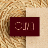 シックユニークレッド&赤面ピンクスクリプト名刺