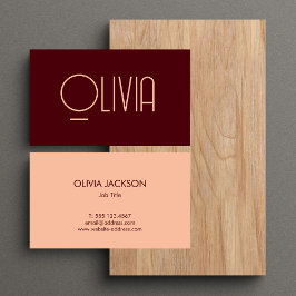 シックユニークレッド&赤面ピンクスクリプト名刺