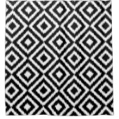 シックユニーク白黒イカットスクエアパターン シャワーカーテン (正面)