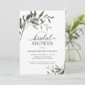 シックユーカリプスグリーンリーエレガントブライダルシャワー 招待状 (スタンド正面)