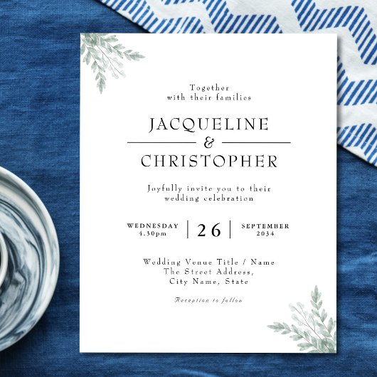 シックユーカリプトゥスバジェットフローラ結婚式招待状