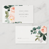 シックユーカリ赤面バラピンクフローラ結婚ズ プレイスカード (正面/裏面)