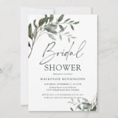 シックユーカリ金ゴールドエレガントブライダルシャワー 招待状 (正面)