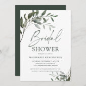 シックユーカリ金ゴールドエレガントブライダルシャワー 招待状 (正面/裏面)