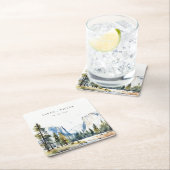 シックヨセミテ国立公園CAウォーターカラー結婚ズ スクエアペーパーコースター (インサイチュ)