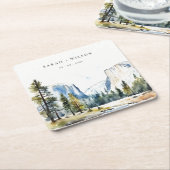 シックヨセミテ国立公園CAウォーターカラー結婚ズ スクエアペーパーコースター (アングル)