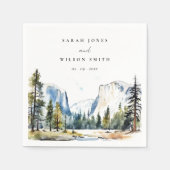 シックヨセミテ国立公園CAウォーターカラー結婚ズ スタンダードカクテルナプキン (正面)