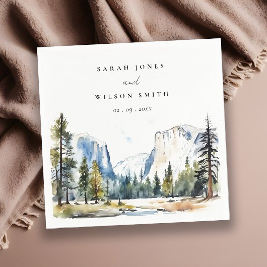 シックヨセミテ国立公園CAウォーターカラー結婚ズ スタンダードカクテルナプキン