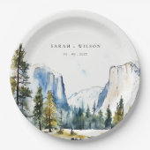 シックヨセミテ国立公園CAウォーターカラー結婚ズ ペーパープレート (正面)