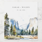 シックヨセミテ国立公園CAウォーターカラー結婚ズ ワインラベル (シングルラベル)