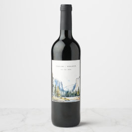 シックヨセミテ国立公園CAウォーターカラー結婚ズ ワインラベル