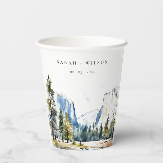 シックヨセミテ国立公園CAウォーターカラー結婚ズ 紙コップ (裏面)