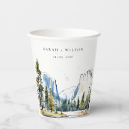 シックヨセミテ国立公園CAウォーターカラー結婚ズ 紙コップ