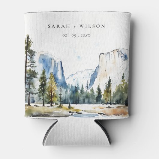 シックヨセミテ国立公園CAウォーターカラー結婚ズ 缶クーラー (正面)