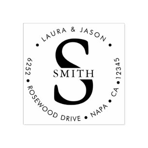 シックラウモノグラムのンド差出人住所 ラバースタンプ