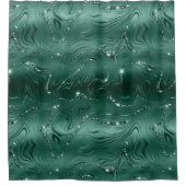 シックラグジュアリーエメラルドグリーンシルバーグリッター シャワーカーテン (正面)