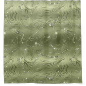 シックラグジュアリーオリーブシルバーグリッターパターン シャワーカーテン (正面)