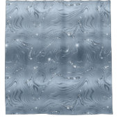 シックラグジュアリーダスティブルーシルバーグリッター シャワーカーテン (正面)