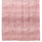 シックラグジュアリーピンクシルバーグリッター シャワーカーテン (正面)