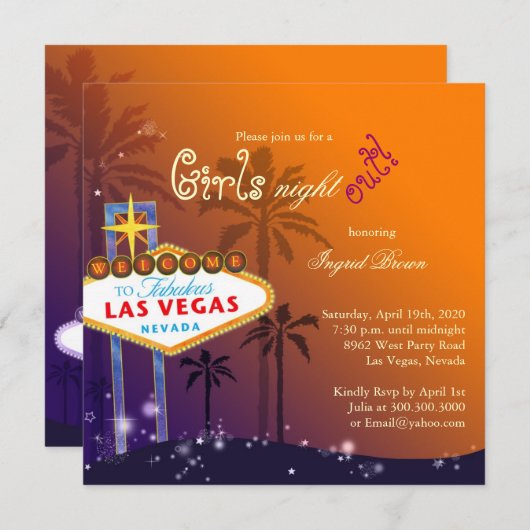 シックラスベガスバチェロレッテ招待状 招待状 (正面/裏面)