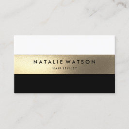 シックラフフェイク金ゴールドストライプ白黒モダン2 名刺