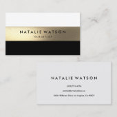 シックラフフェイク金ゴールドストライプ白黒モダン2 名刺 (正面/裏面)