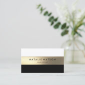 シックラフフェイク金ゴールドストライプ白黒モダン2 名刺 (スタンド正面)