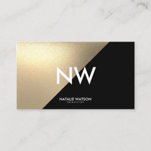 シックラフ金ゴールドフェイク斜め黒モダン 名刺