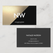 シックラフ金ゴールドフェイク斜め黒モダン 名刺 (正面/裏面)