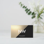 シックラフ金ゴールドフェイク斜め黒モダン 名刺 (スタンド正面)