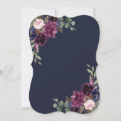 シックラベンダーネイビーブルーフローラ開花50th誕生日 招待状 (裏面)