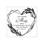 シックラベンダーハート結婚したカップル差出人住所 ラバースタンプ (インプリント)