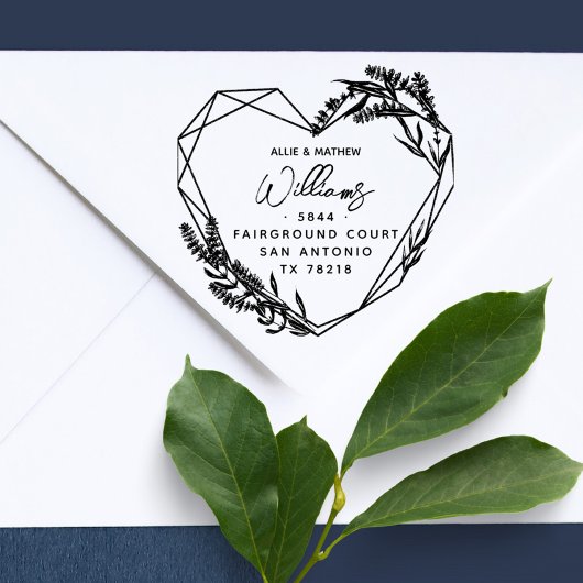 シックラベンダーハート結婚したカップル差出人住所 ラバースタンプ