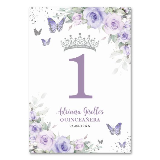 シックラベンダーパープルフローラキンセアニラスウィート16 テーブルナンバー (正面)