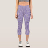 シックラベンダー薄紫グリッター薄型縦ストライプの型 カプリレギンス (正面)