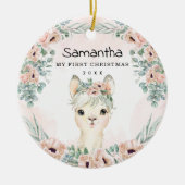 シックラマ赤面フローラベイビーガール初めてのクリスマス セラミックオーナメント (正面)