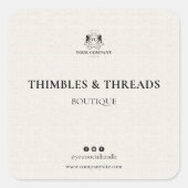 シックリネンビジネスロゴ名マーケティングクラシック スクエアシール (正面)